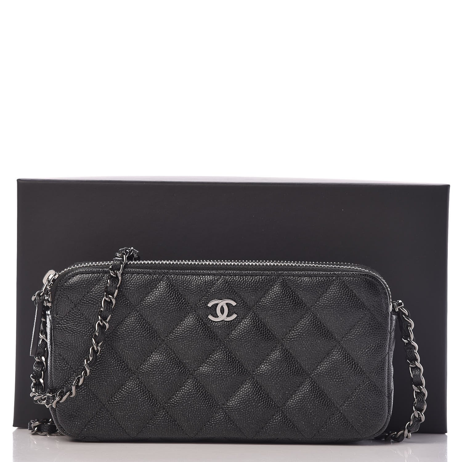 Chanel Iridescent Caviar Quilted Clutch With Chain Black 12 of 12
