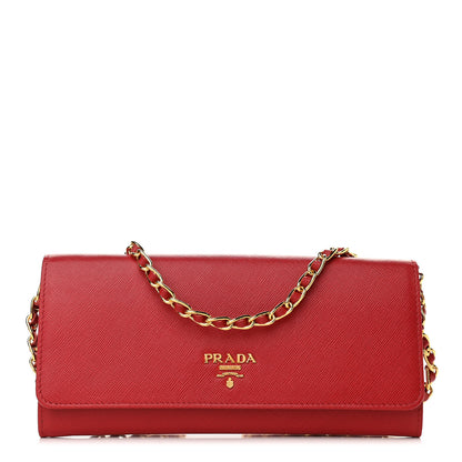 Prada Saffiano Wallet on Chain Fuoco 1 of 10