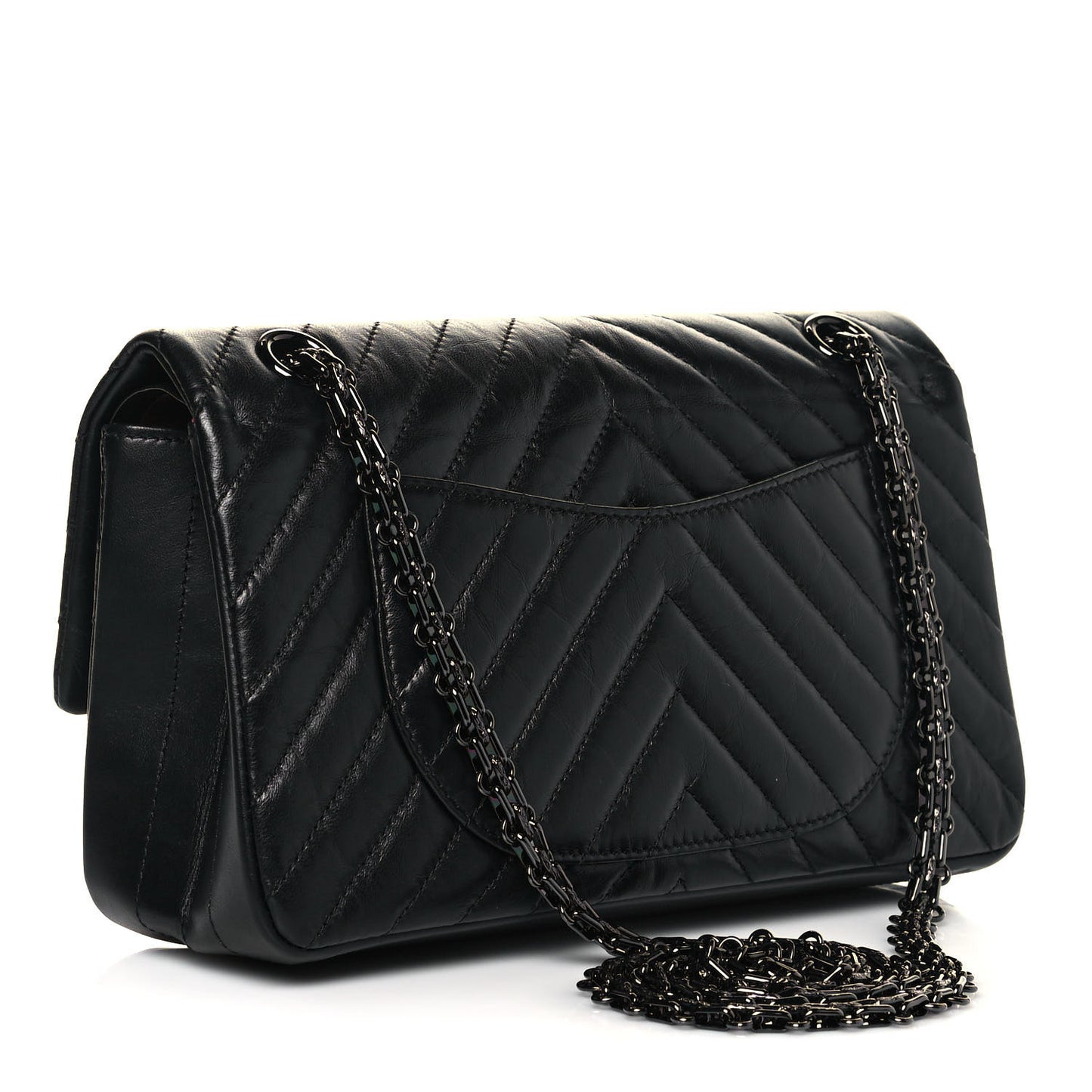 Aged Calfskin Chevron Quilted 2.55 Reissue 225 Flap So Black
