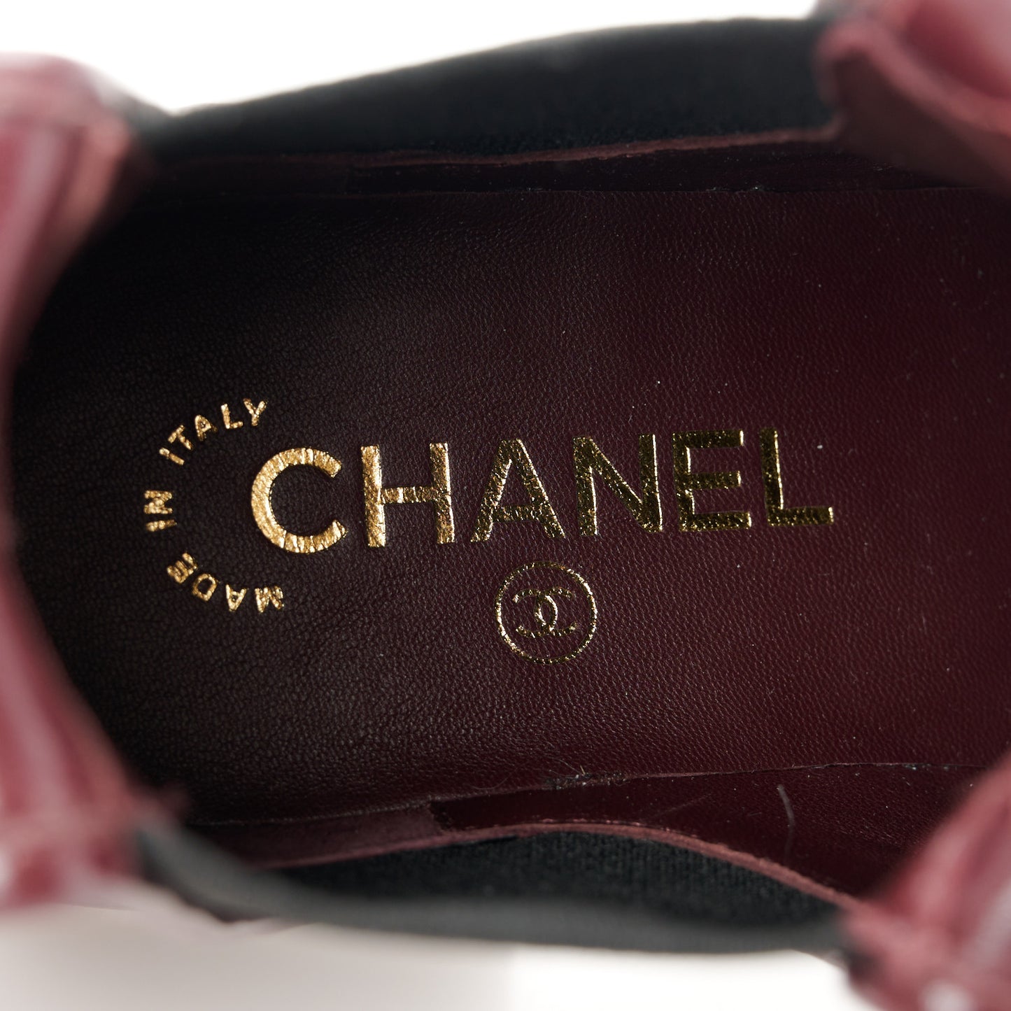 Lambskin Quilted Cap Toe CC Turnlock Booties 37 Burgundy Black