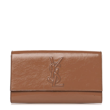Saint Laurent Textured Patent Calfskin Monogram Large Belle De Jour Clutch Nude 1 of 7