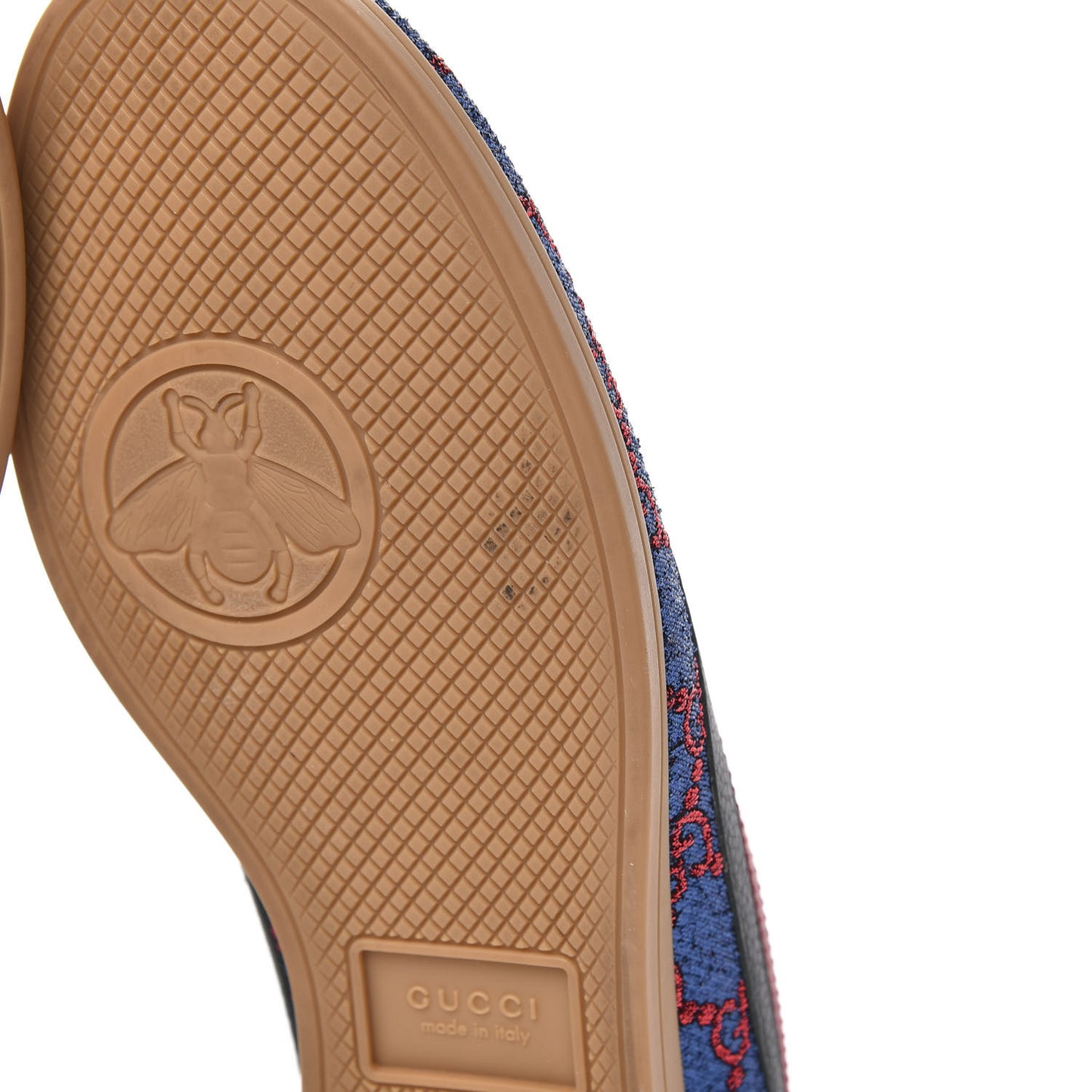 Lurex Calfskin Web GG Monogram Womens Falacer Sneakers 38 Iridescent Blue Iridescent Red Silver