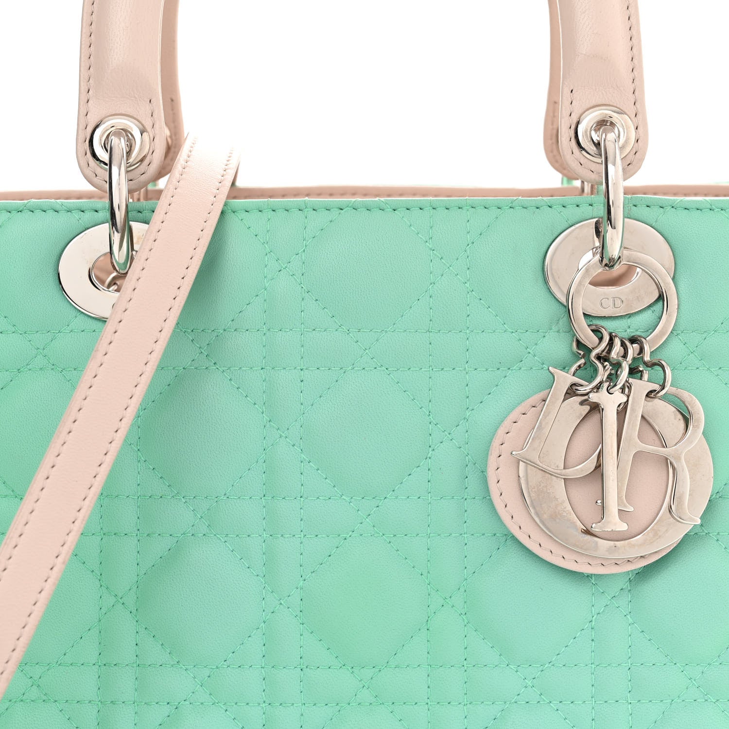 Christian Dior Lambskin Snakeskin Medium Lady Dior Light Blue Multicolor 8 of 13