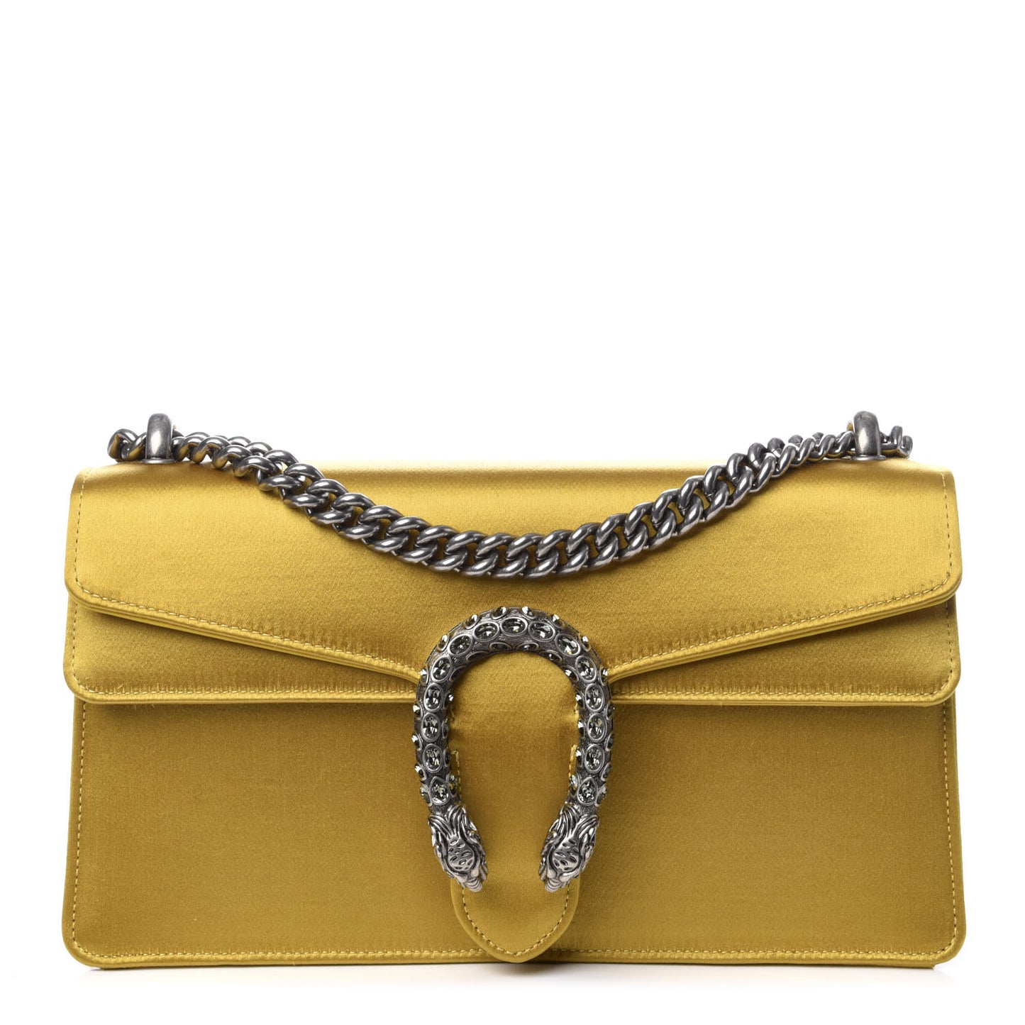 Satin Silk Crystal Small Dionysus Shoulder Bag Gold Black Diamond