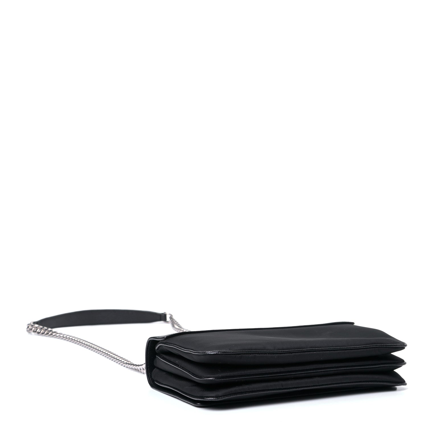 Prada Saffiano Tessuto Nylon Chain Shoulder Bag Black 3 of 7
