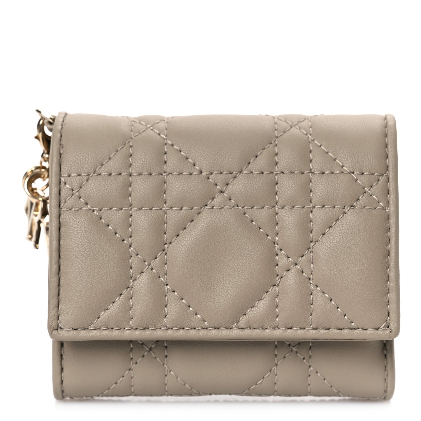 Lambskin Cannage Lady Dior Lotus Wallet Hazelnut