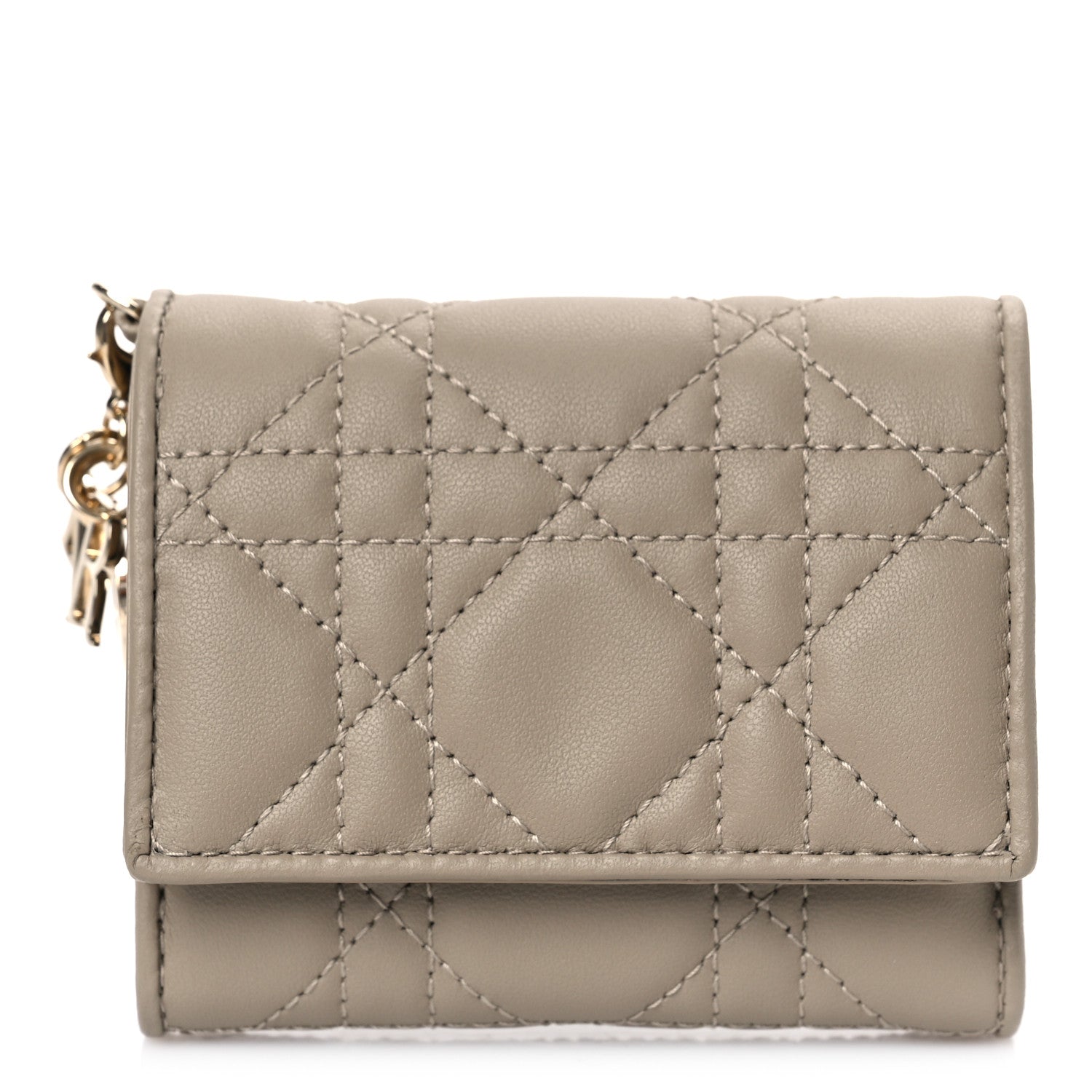 Christian Dior Lambskin Cannage Lady Dior Lotus Wallet Hazelnut 1 of 9