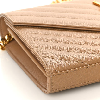 Saint Laurent Grain De Poudre Matelasse Chevron Cassandre Chain Wallet Cork 7 of 8