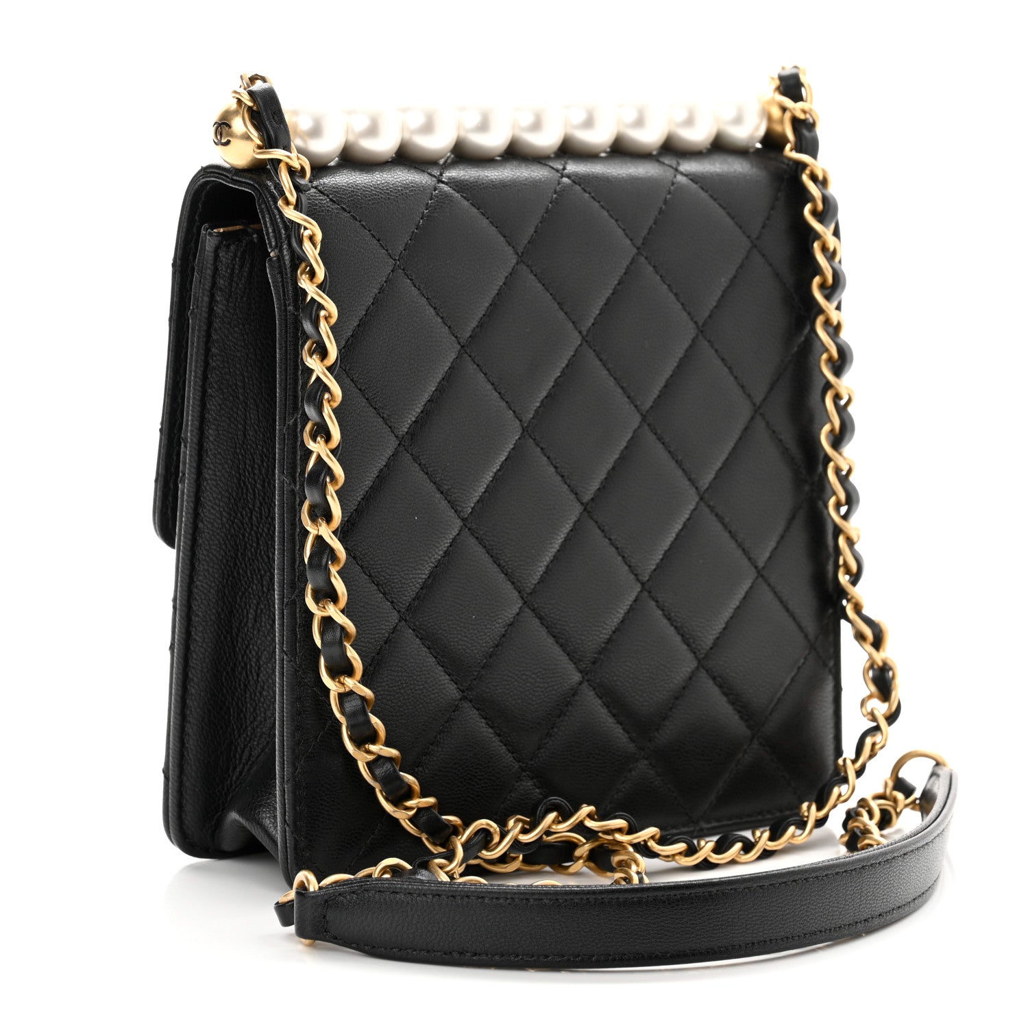 Chanel Goatskin Quilted Chic Pearls Flap Black 3 of 12