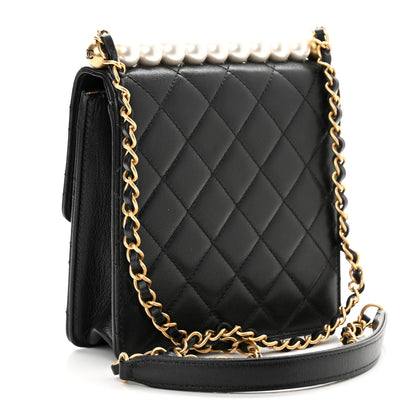 Chanel Goatskin Quilted Chic Pearls Flap Black 3 of 12