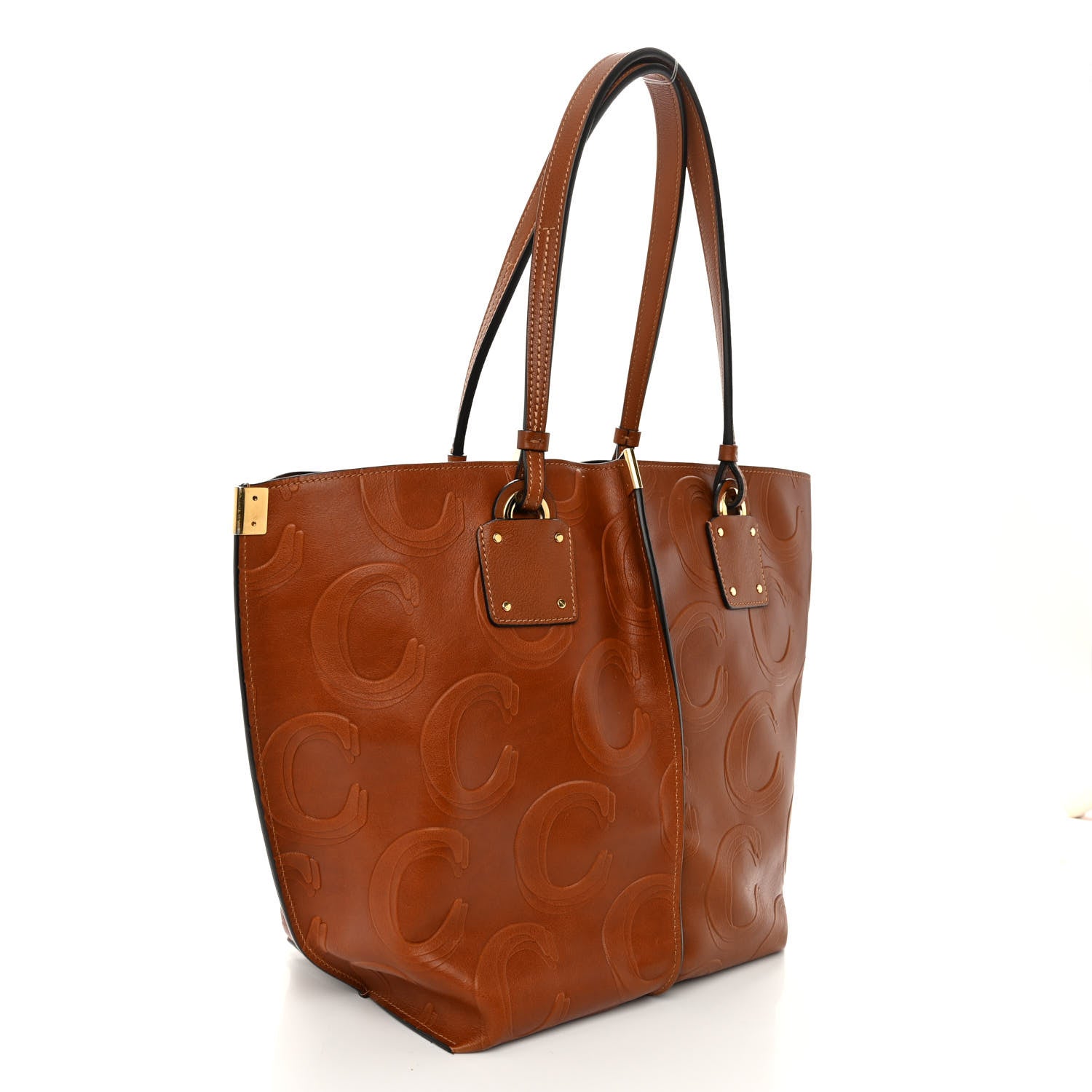Chloe Smooth Calfskin C Embossed Medium Vick Tote Caramel 4 of 11