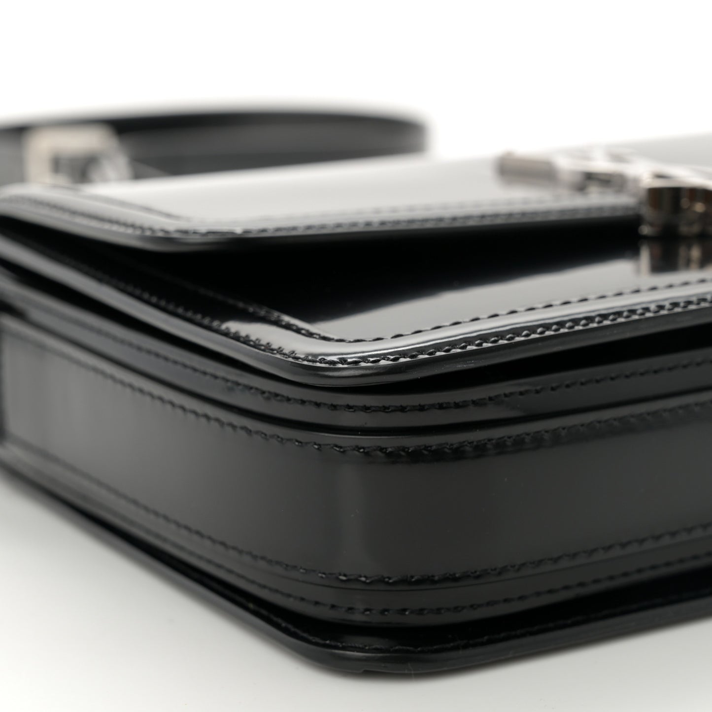 Patent Calfskin Monogram Medium Solferino Satchel Black