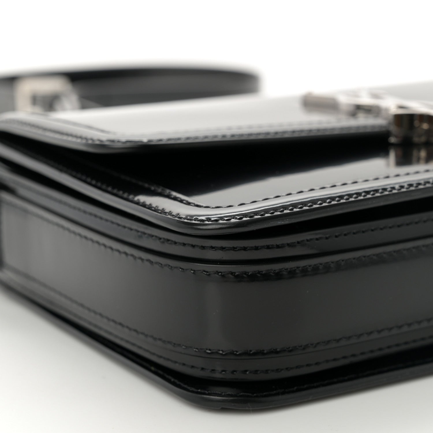 Saint Laurent Patent Calfskin Monogram Medium Solferino Satchel Black 8 of 11