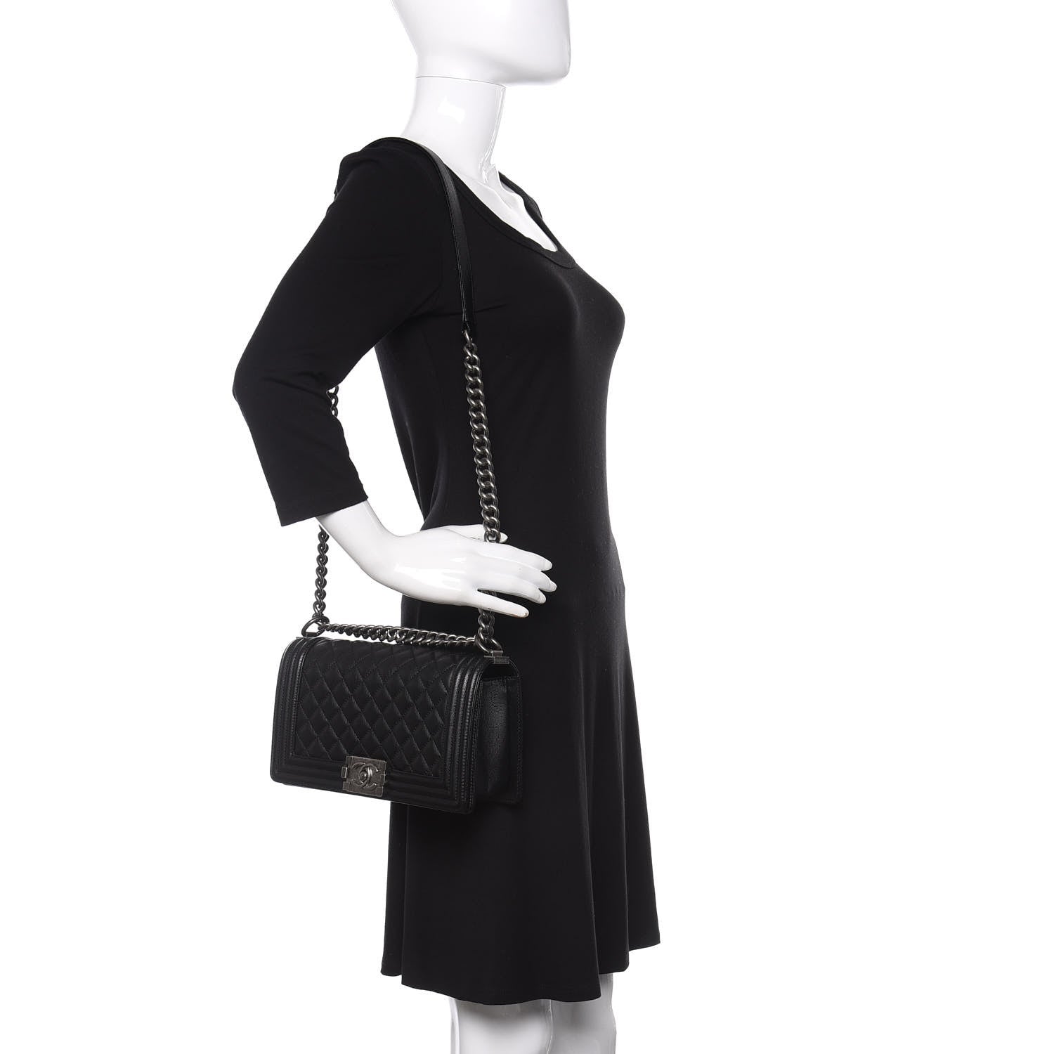 Chanel Caviar Quilted Medium Boy Flap Black 2 of 11