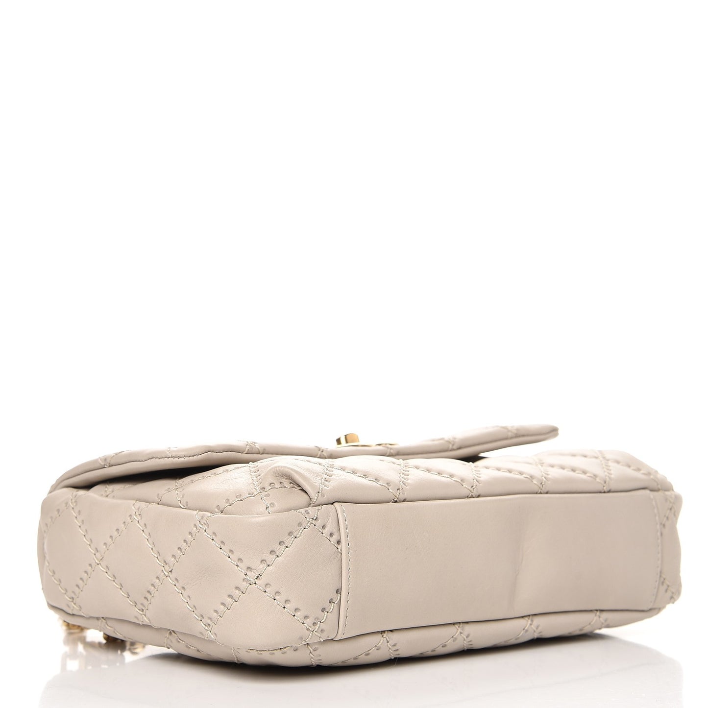 Calfskin Quilted Retro Chain Flap Beige