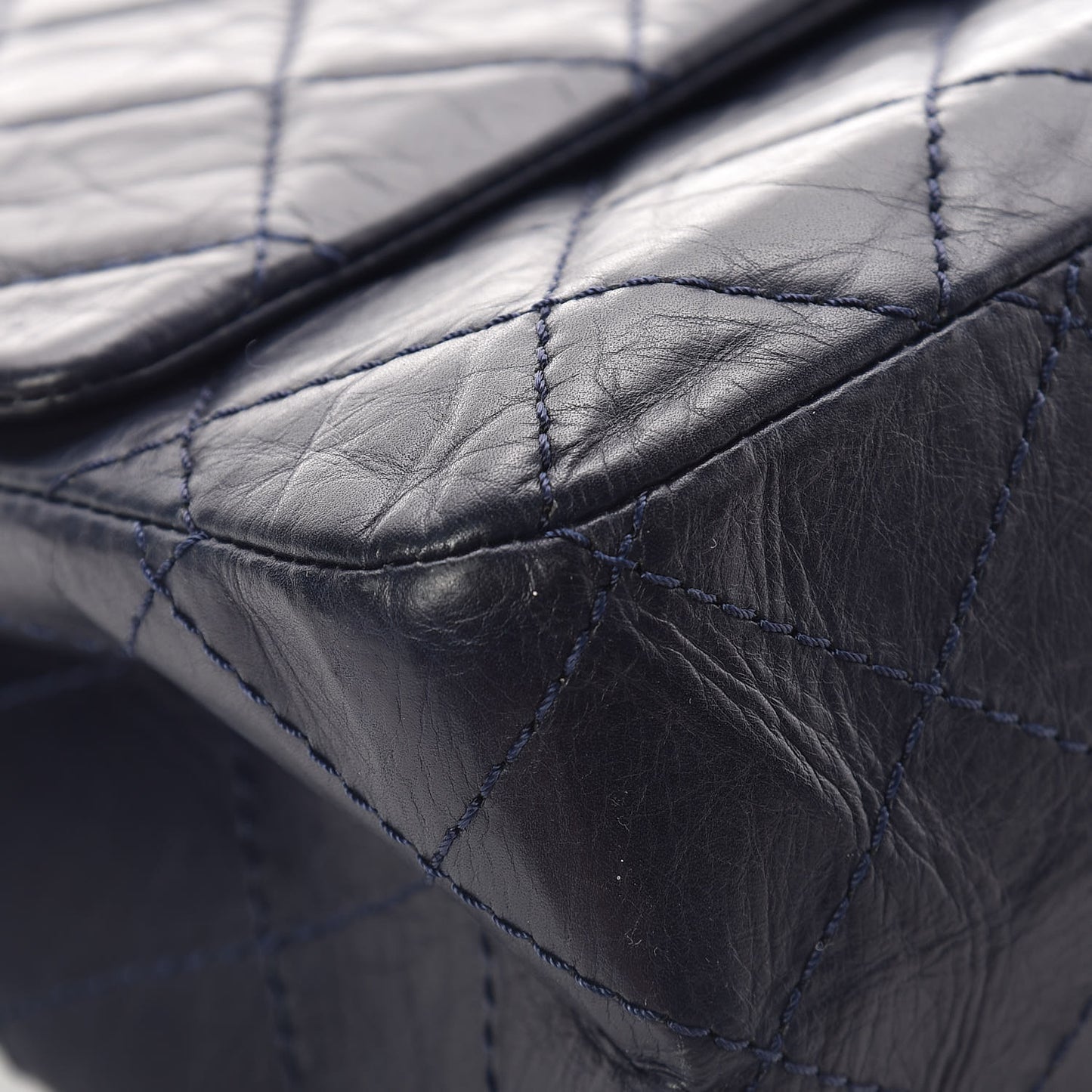 Aged Calfskin Quilted 2.55 Reissue 227 Flap Navy Blue