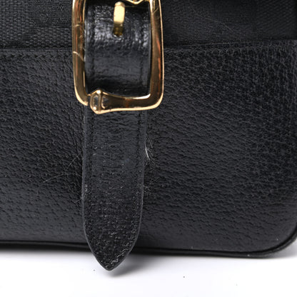 Gucci Monogram Calfskin Double Buckle Flap Messenger Bag Black 11 of 11