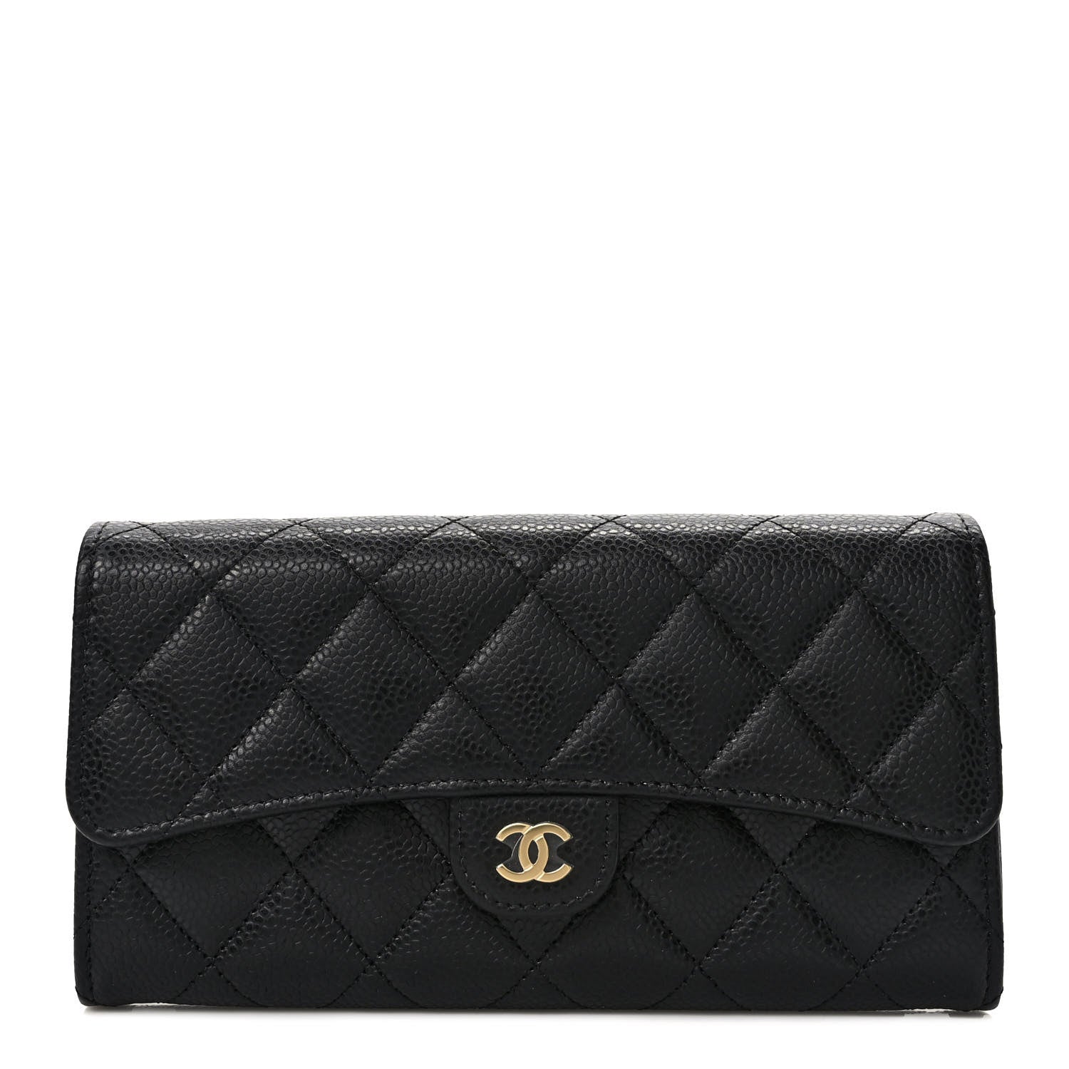 Chanel Caviar Quilted Large Gusset Flap Wallet Black 1 of 9
