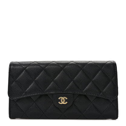 Chanel Caviar Quilted Large Gusset Flap Wallet Black 1 of 9