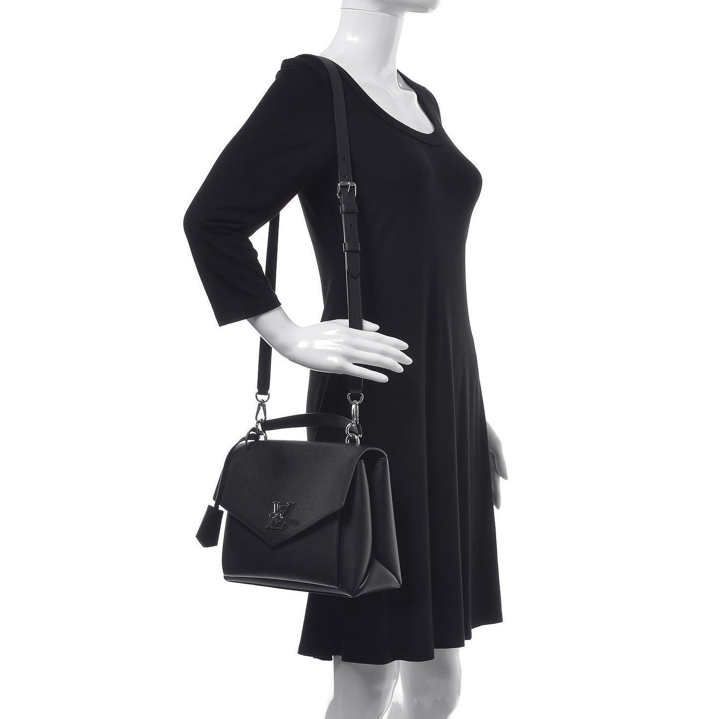 Soft Calfskin My Lockme Top Handle Black