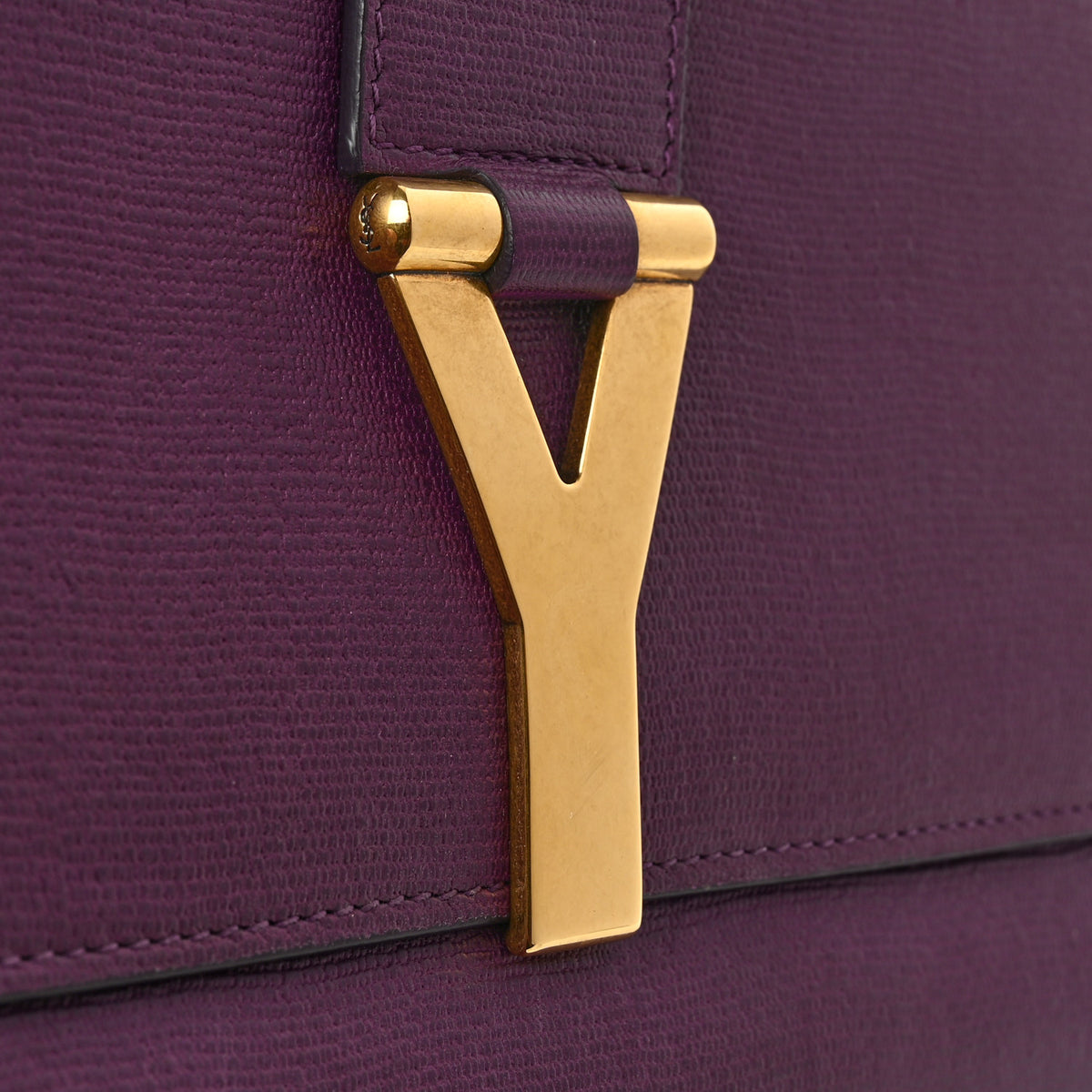 Textured Calfskin Classic Y Ligne Clutch Purple