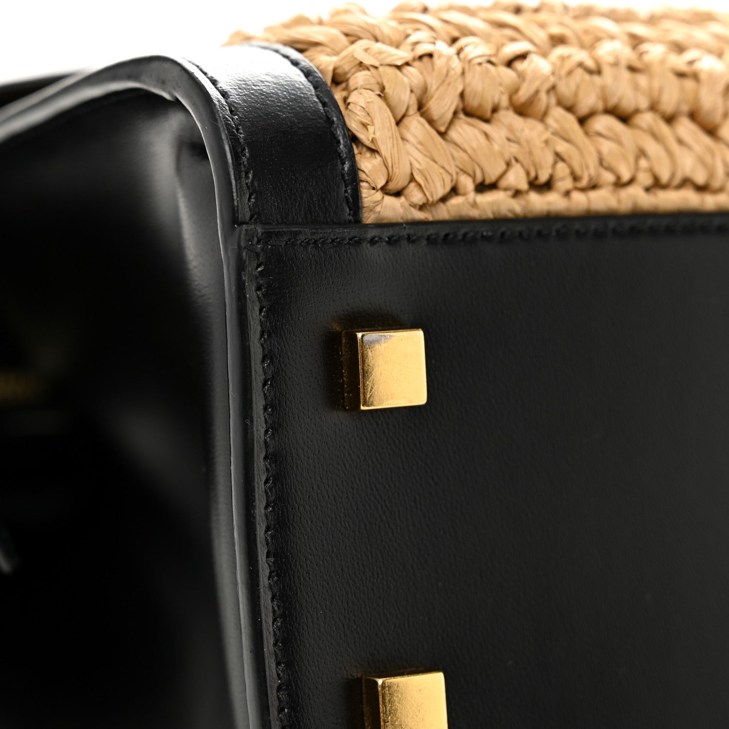 Saint Laurent Raffia Calfskin Small Uptown Tote Black Natural 11 of 11