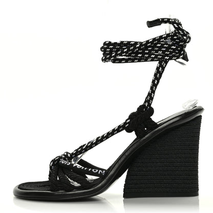 Louis Vuitton Fabric Maia Rope Wedge Sandal 40 Black 1 of 6