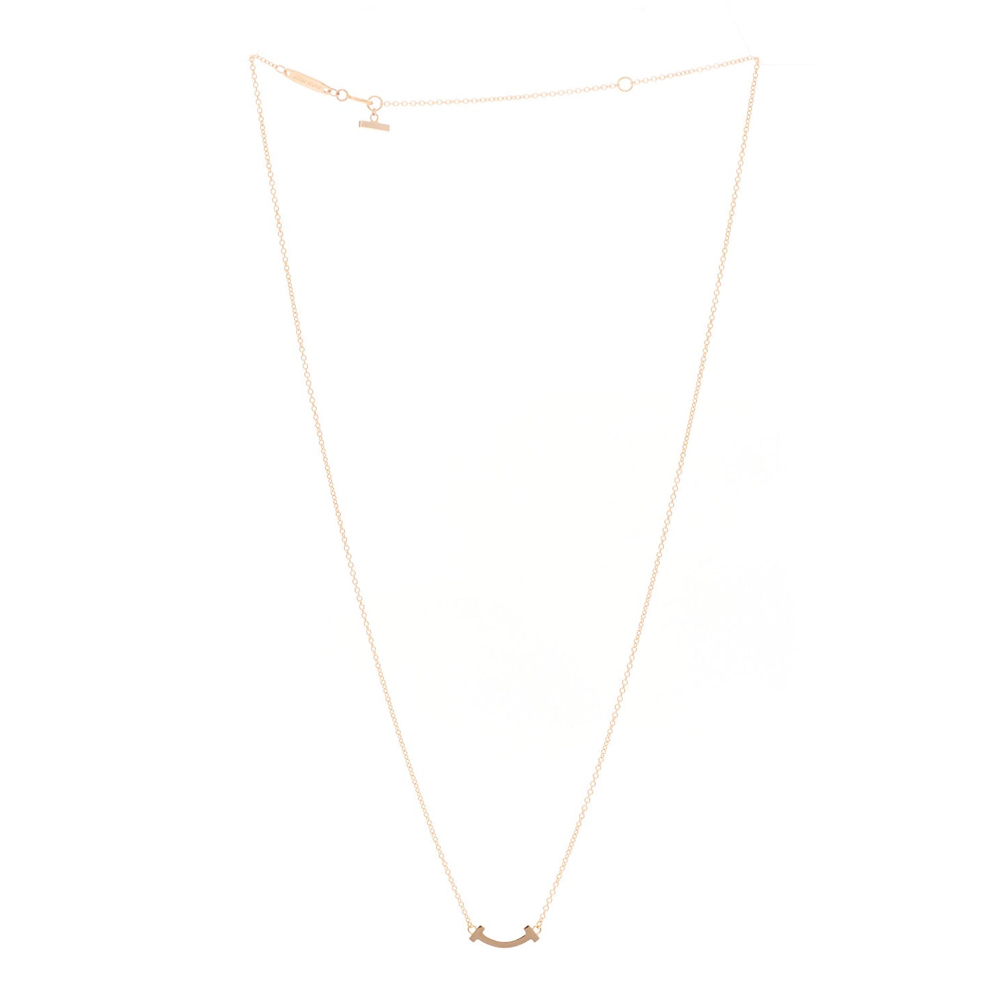 18K Rose Gold Mini T Smile Pendant Necklace