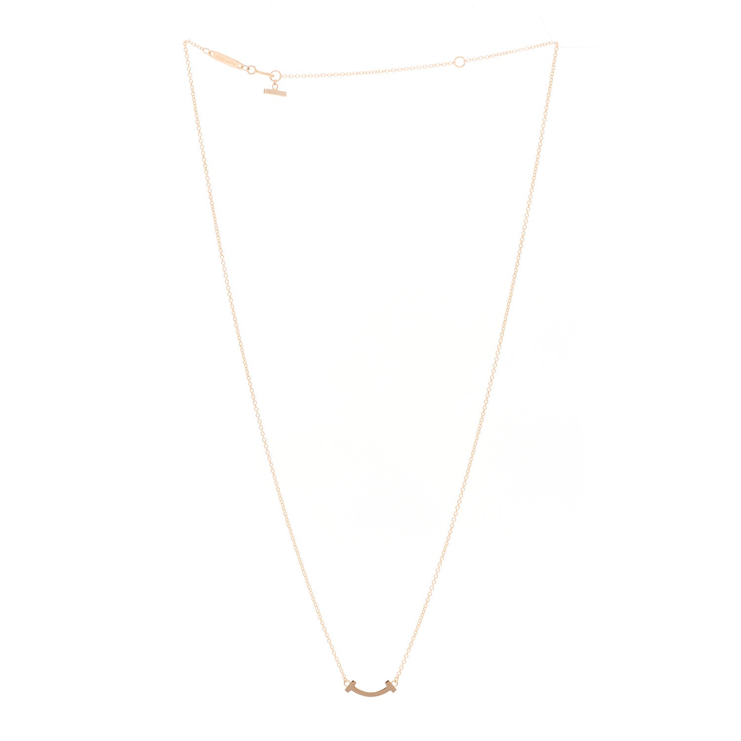 Tiffany 18K Rose Gold Mini T Smile Pendant Necklace 3 of 5