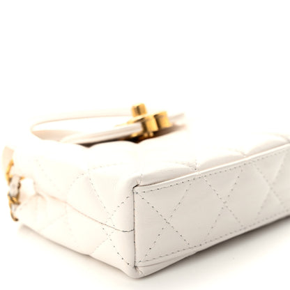 Chanel Shiny Aged Calfskin Quilted Mini Nano Kelly Shopper White 9 of 11