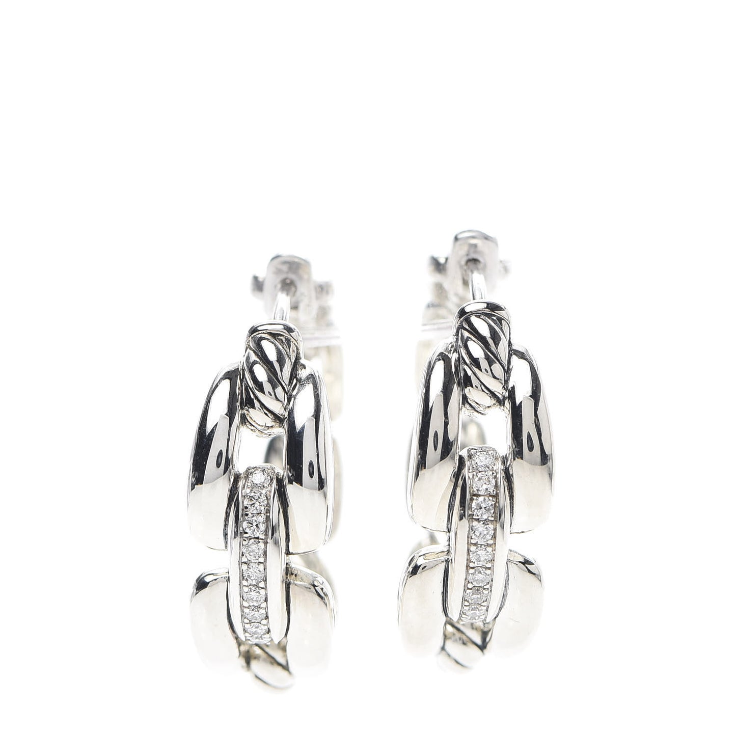 Sterling Silver Diamond 23mm Wellesley Hoop Earrings