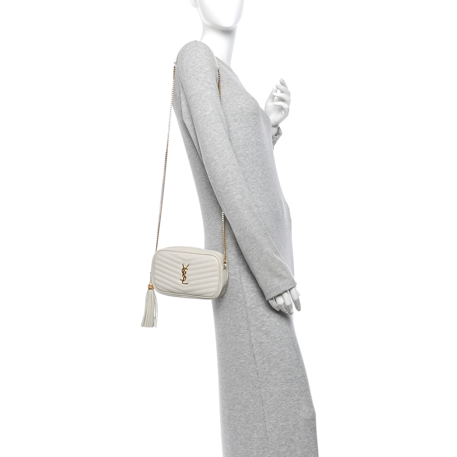 Saint Laurent Grain De Poudre Matelasse Monogram Mini Lou Camera Bag Crema Soft 2 of 10
