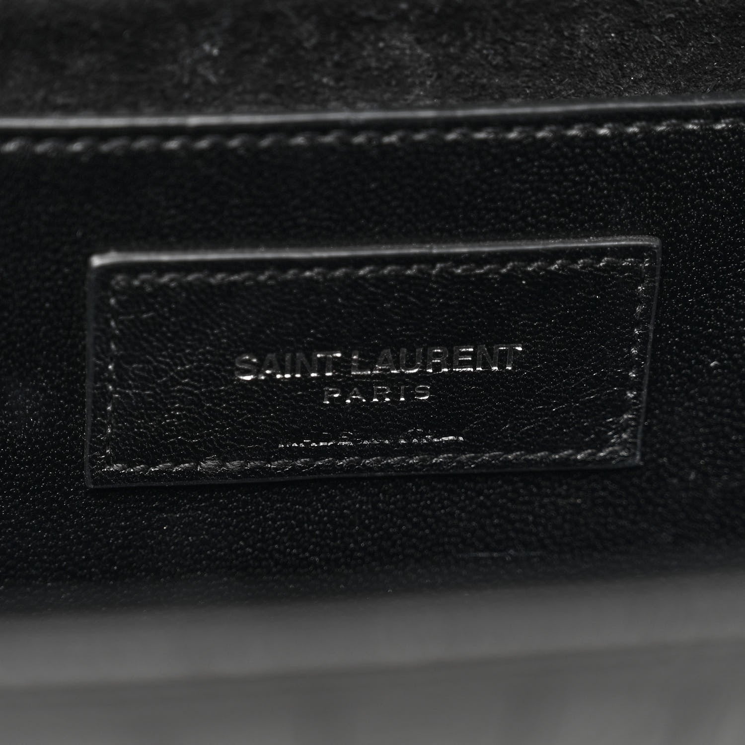Saint Laurent Calfskin Crocodile Embossed Classic Monogram Tassel Clutch Black 7 of 10