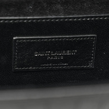 Saint Laurent Calfskin Crocodile Embossed Classic Monogram Tassel Clutch Black 7 of 10