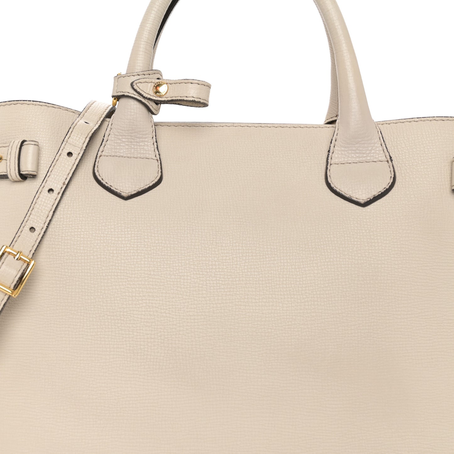 Derby Calfskin House Check Medium Banner Tote Limestone
