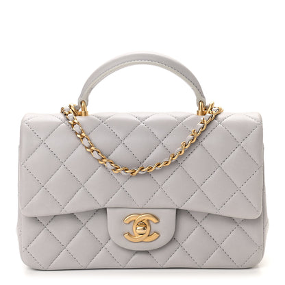 Chanel Lambskin Quilted Mini Top Handle Rectangular Flap Grey 1 of 10