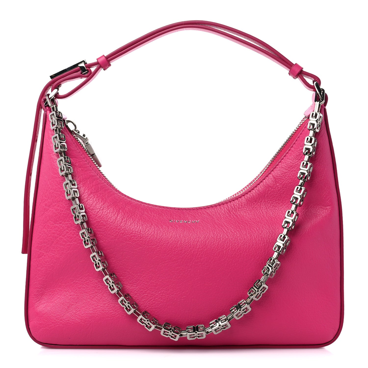Givenchy Tumbled Calfskin Small Moon Cut Out Shoulder Bag Neon Pink 1 of 9