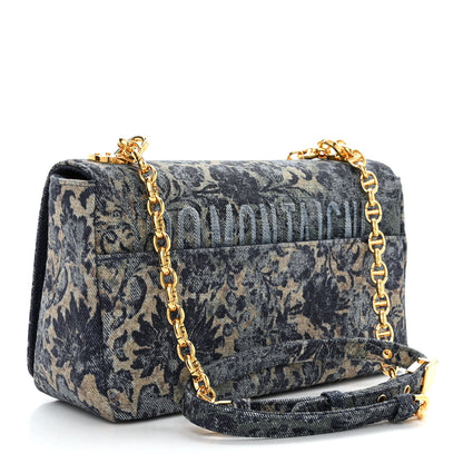 Christian Dior Denim Brocart Embroidered Medium Caro Bag Blue 3 of 10