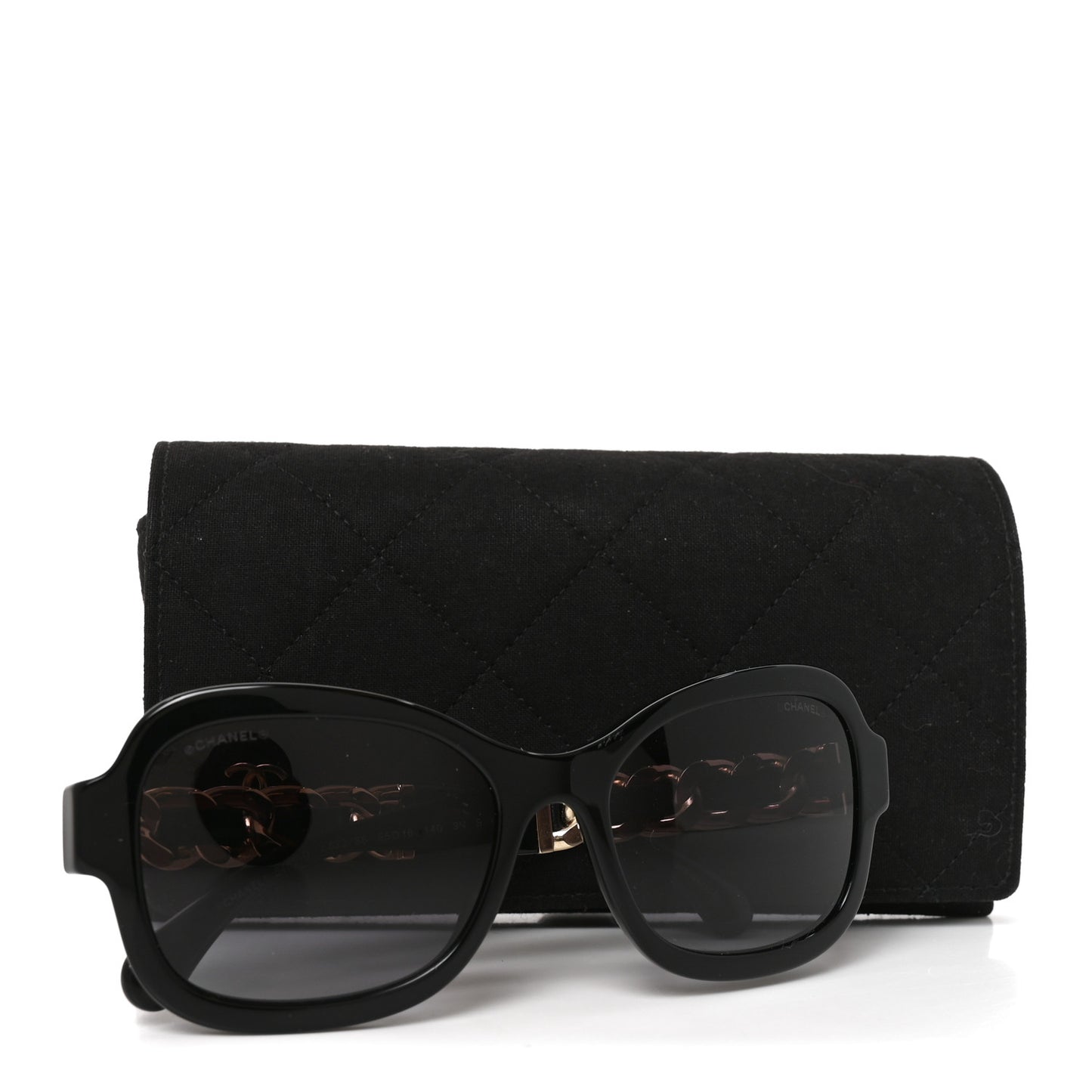 Acetate Chain Sunglasses 5465-Q Black