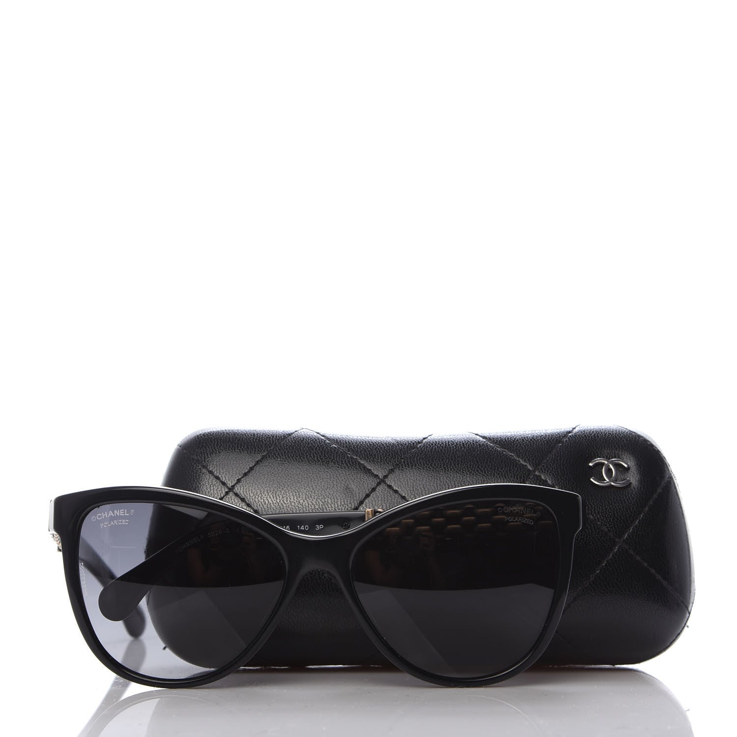 Chanel Cat Eye Chain Polarized Sunglasses 5326 Black 8 of 8