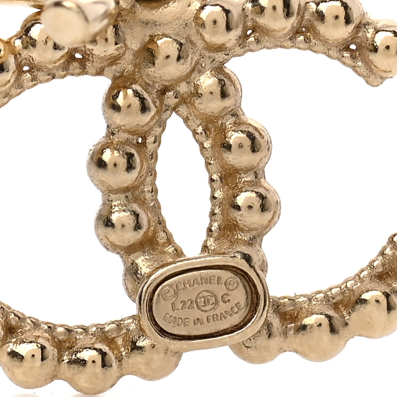 Chanel Metal Bead CC Drop Earrings Gold 4 of 5