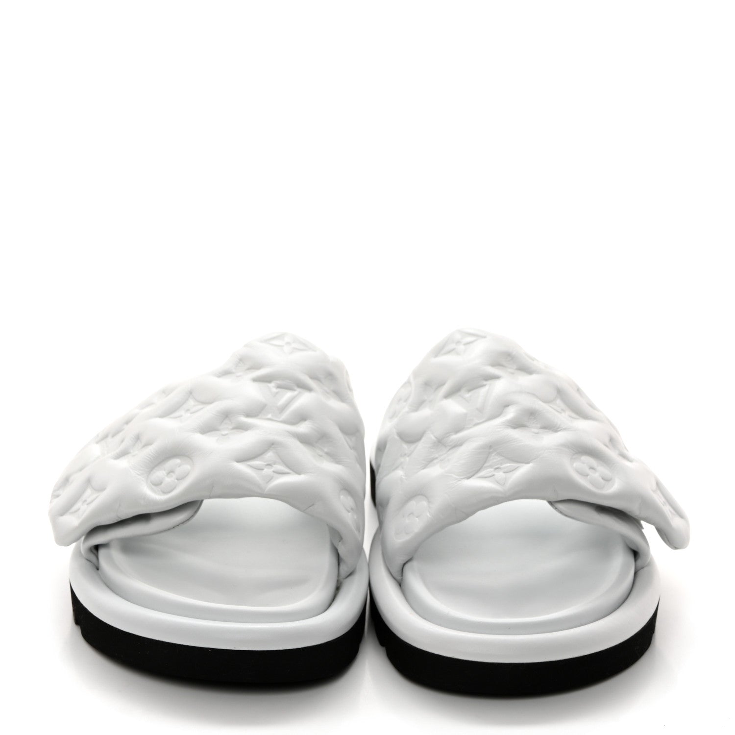 Louis Vuitton Lambskin Embossed Monogram Pool Pillow Flat Comfort Mule 37 White 2 of 9