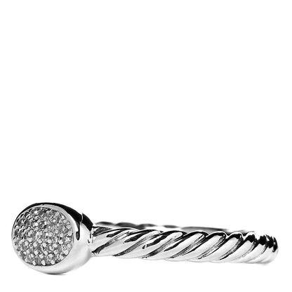 David Yurman Sterling Silver Pave Diamond Cable Classics Oval Ring 52 6 3 of 6
