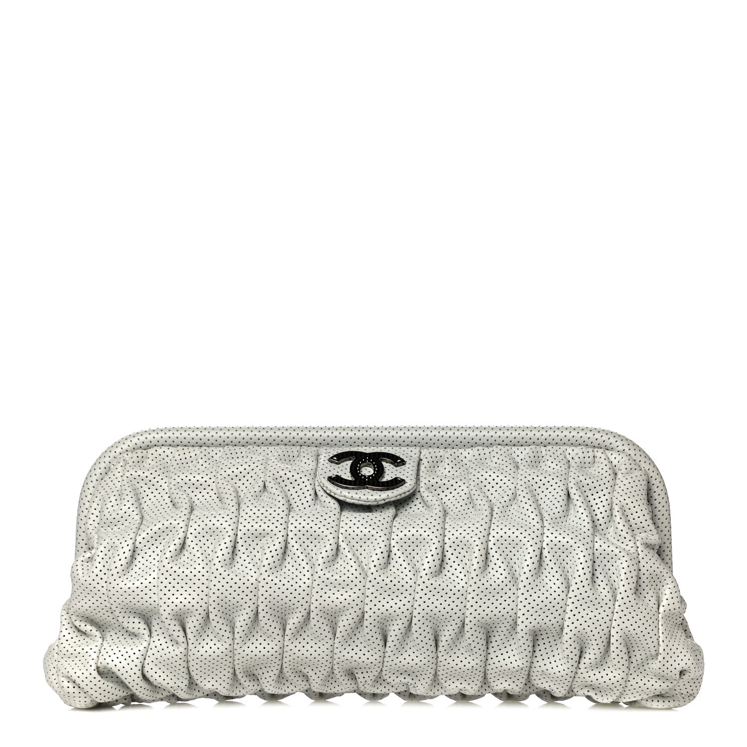 Chanel Lambskin Perforated Clutch White 1 of 10