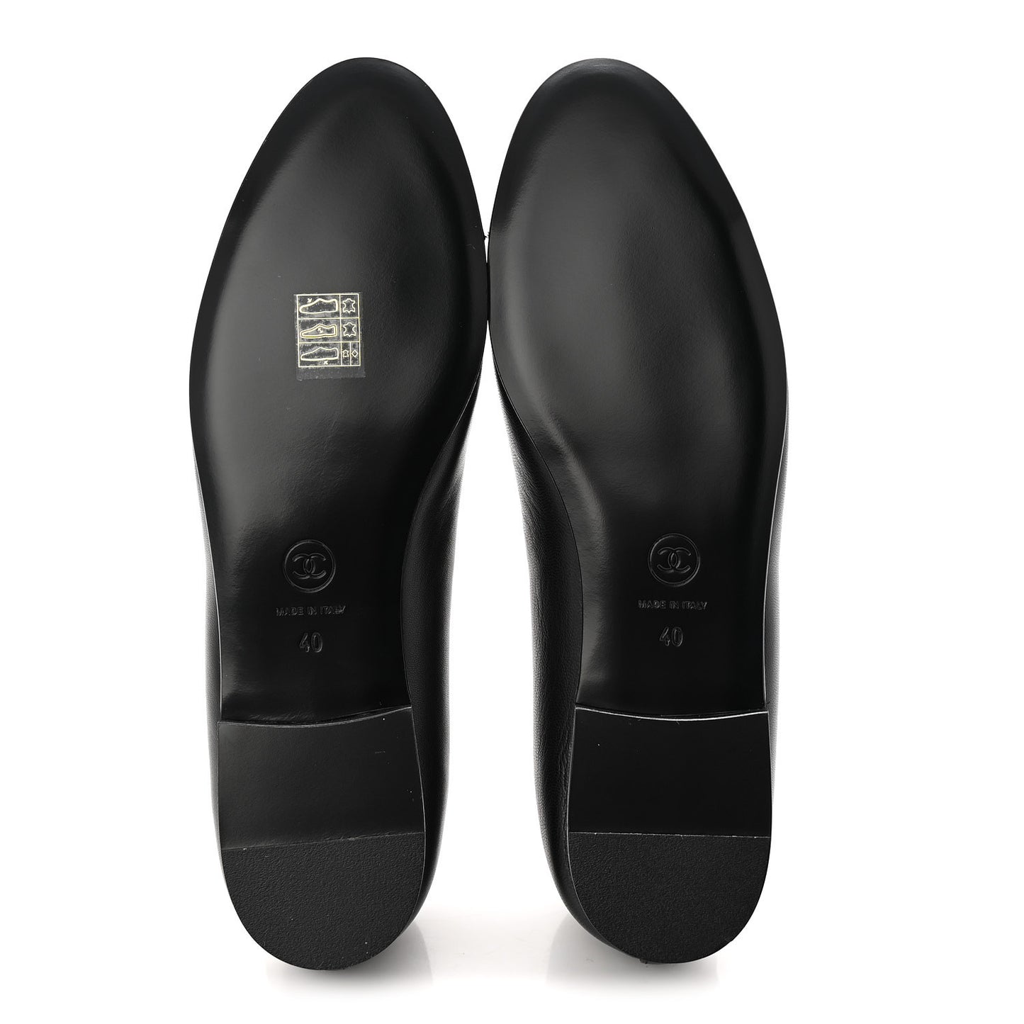 Lambskin Patent Cap Toe Ballerina Flats 40 Black