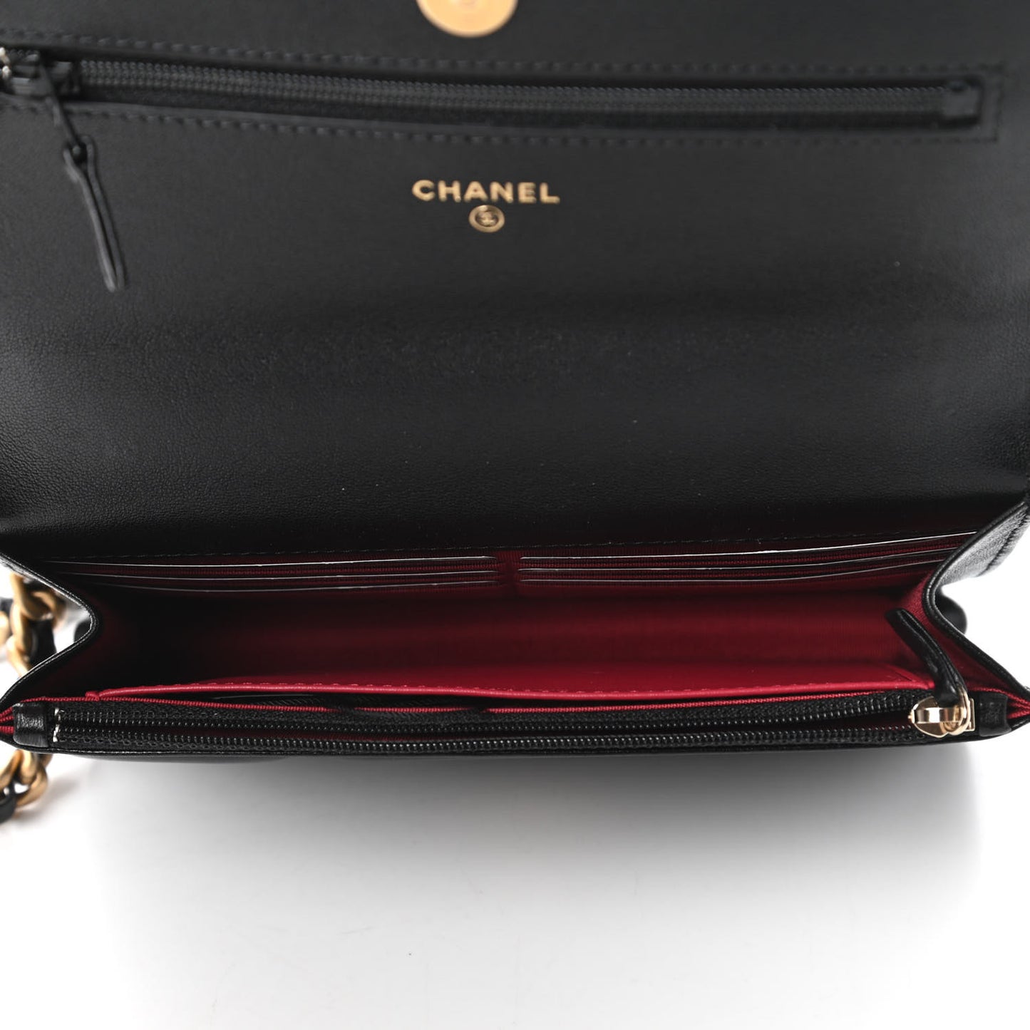 Lambskin Quilted Chanel 19 Wallet On Chain WOC Black