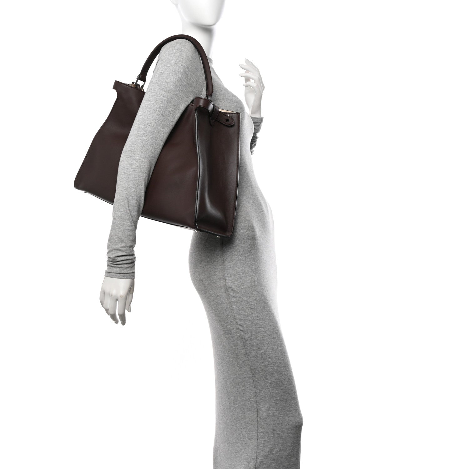 Fendi Vitello Seta Glazed Fabric FF 1974 Large Peekaboo X-Lite Maya 2 of 12