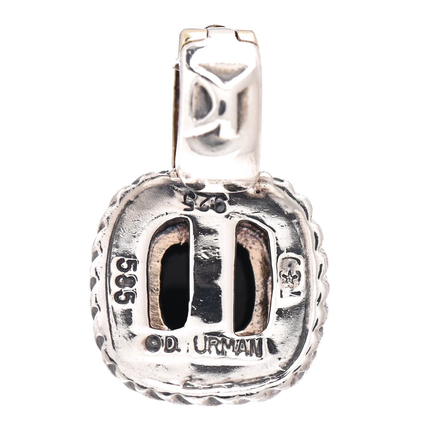 Sterling Silver 14K Yellow Gold Black Onyx 7mm Albion Pendant
