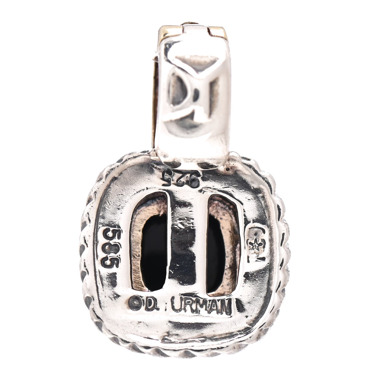David Yurman Sterling Silver 14K Yellow Gold Black Onyx 7mm Albion Pendant 3 of 3