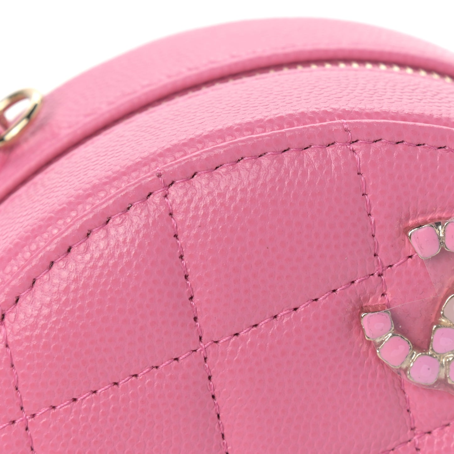 Caviar Quilted Gripoix CC Round Clutch With Chain Pink